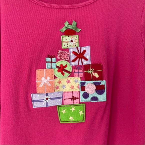 Talbots Kids Pink Long-sleeve Present Tree Girls 12 - Picture 2 of 9